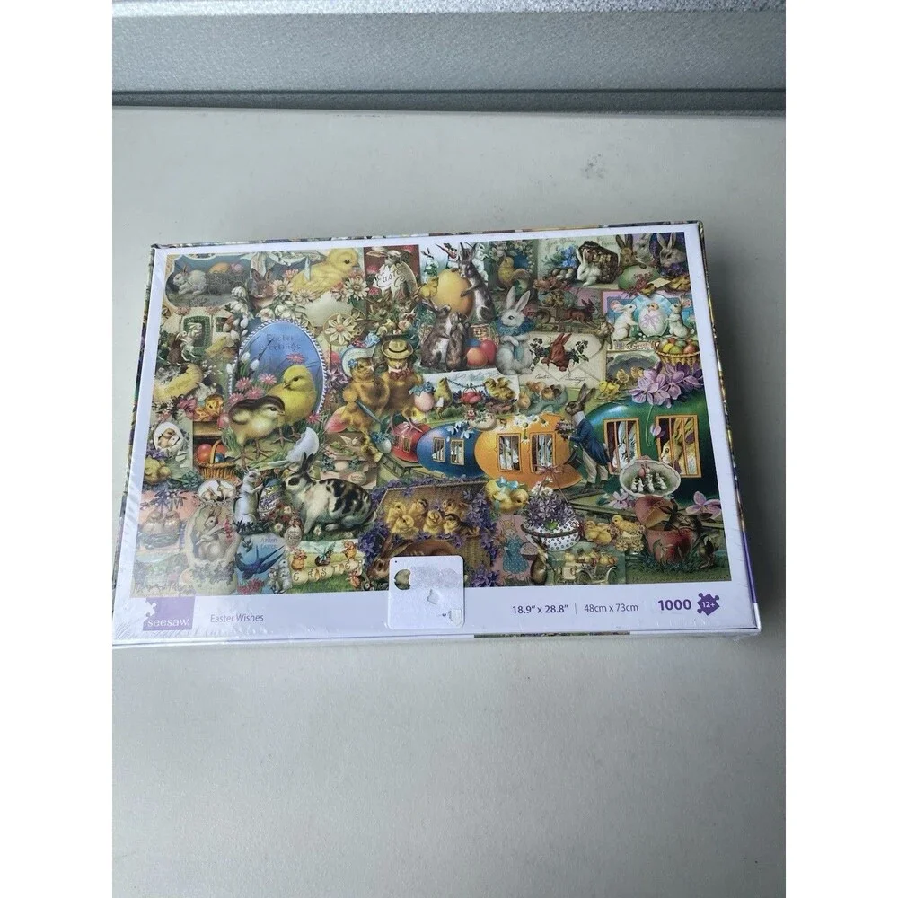 Seesaw Spring Easter Wishes 1000 Piece Jigsaw Puzzle Rabbit Chicks Bunnies New